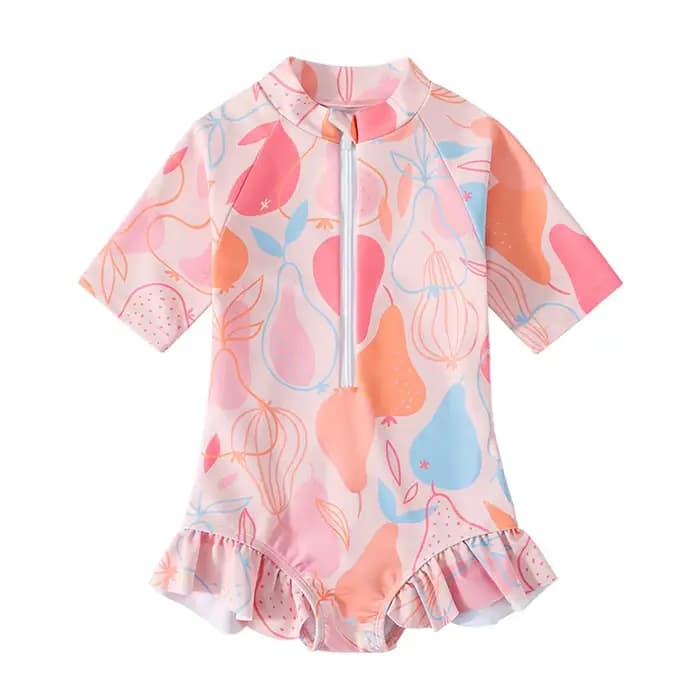 Maillot de bain une pièce à manches courtes pour filles