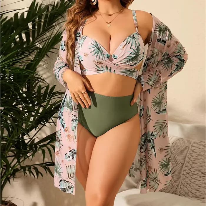 Jucleo-Maillot de bain deux pièces pour femmes, grande taille, sexy, imprimé, taille haute, tenue de plage, bikini, 5XL, nouvelle collection