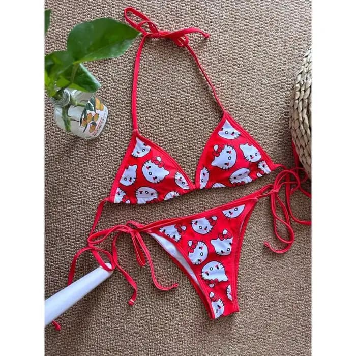 Maillot de bain sexy Hello Kitty pour femme 2026 – Ensemble bikini mignon Sanrio pour filles – Tenue de plage tendance