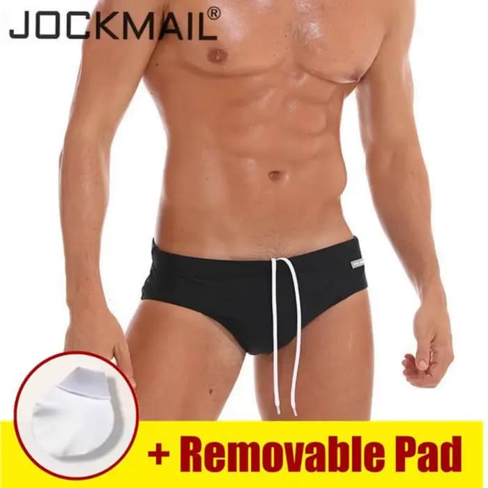 Jockmail – slips de bain de couleur unie pour hommes, shorts de bain élégants pour sources chaudes, maillots de bain sexy taille basse pour la plage, bikini pour homme