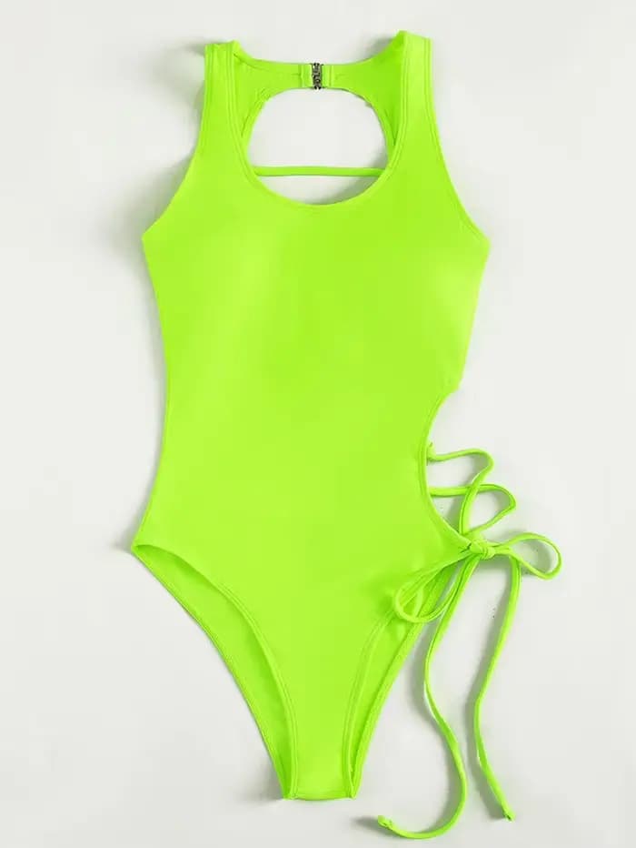 Maillot de bain une pièce sexy vert néon pour femme 2026