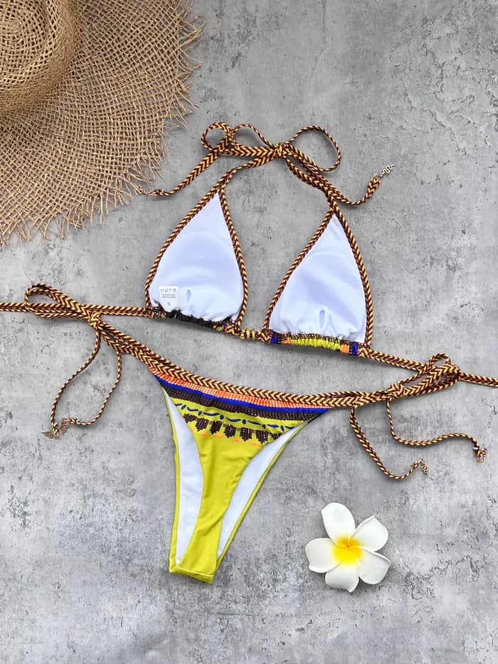 Maillot de bain sexy imprimé à lacets pour femme