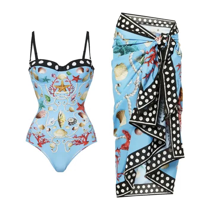 Maillot de bain une pièce imprimé à armatures