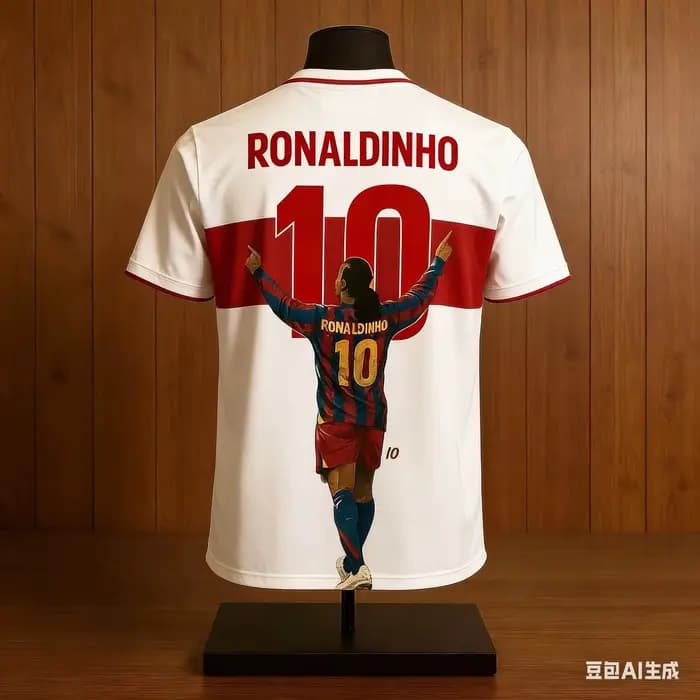 Barca Stripe Ronaldinho # T-shirt de football imprimé, confortable, respirant, pour sports d'été, T-shirt élégant pour enfants/adultes