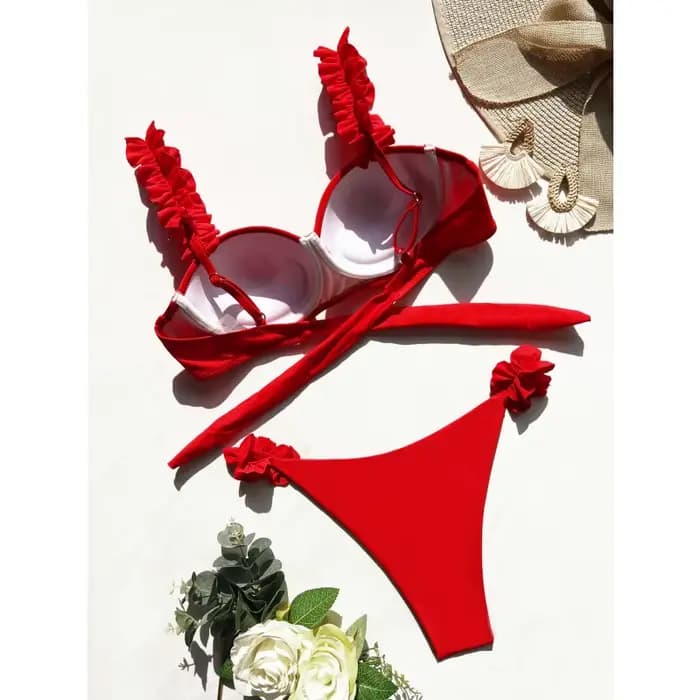 Push Up Bikini ensemble femmes maillots de bain Sexy froncé jarretelle maillot de bain Micro Bikini 2025 nouveau deux pièces maillots de bain Biquini femme