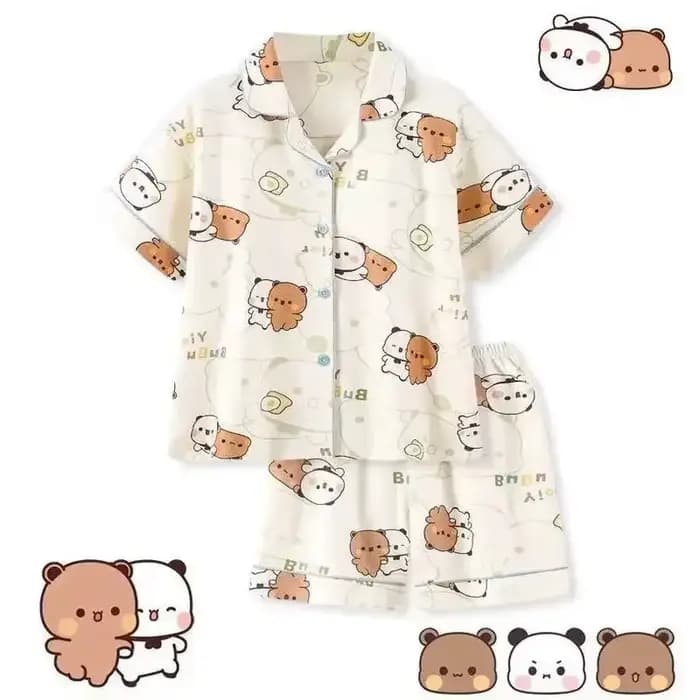 Bubu et Yier pyjamas Kawaii Bubu et Dudu vêtements de nuit femmes été Cool coton à manches courtes Shorts grande taille maison costume S Coszei