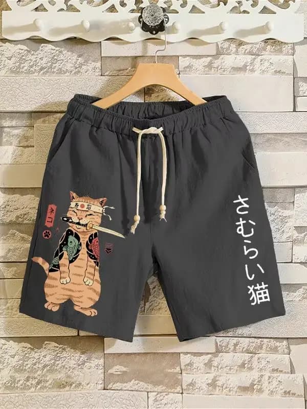 2025 été 3D Anime japonais samouraï chat Shorts troncs séchage rapide plage natation Shorts femmes hommes Hip Hop pantalons courts Shorts 6xl