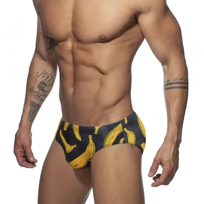 Slip de bain amusant imprimé banane pour hommes