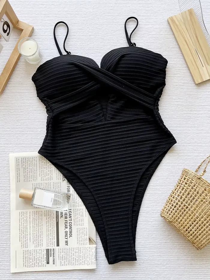 DEAK Sexy jaune évidé une pièce maillot de bain pour femmes