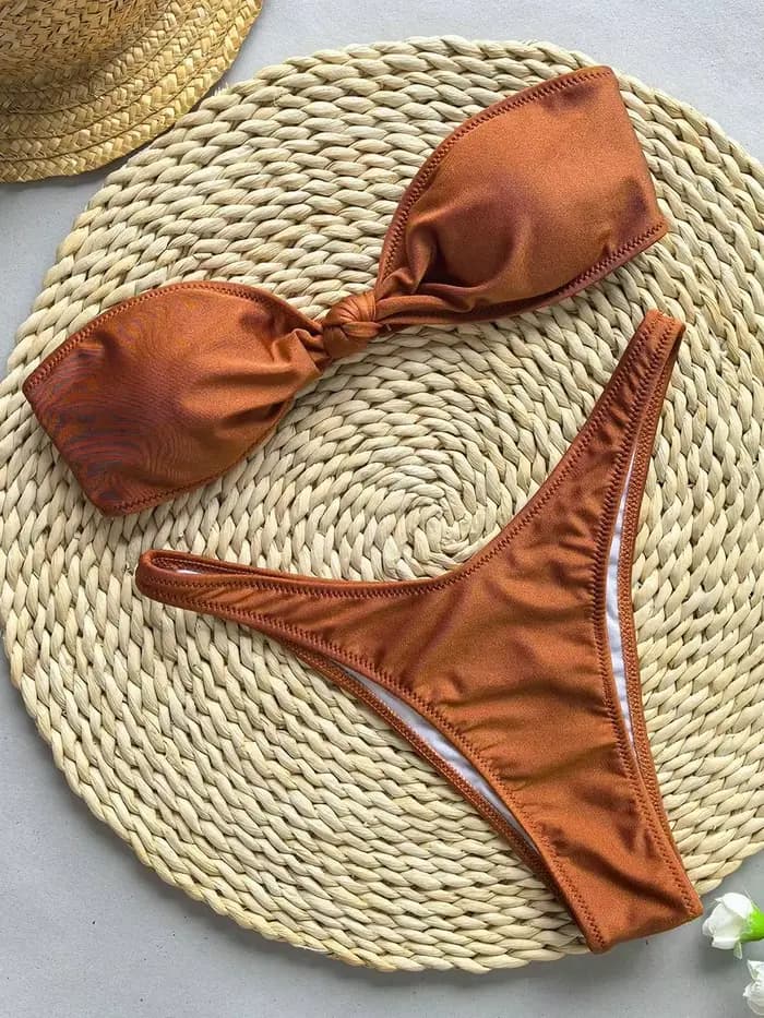 BanRibBikinis-Maillot de bain sexy pour femmes, ensemble deux pièces, brillant, style brésilien, vêtements de plage, 2024