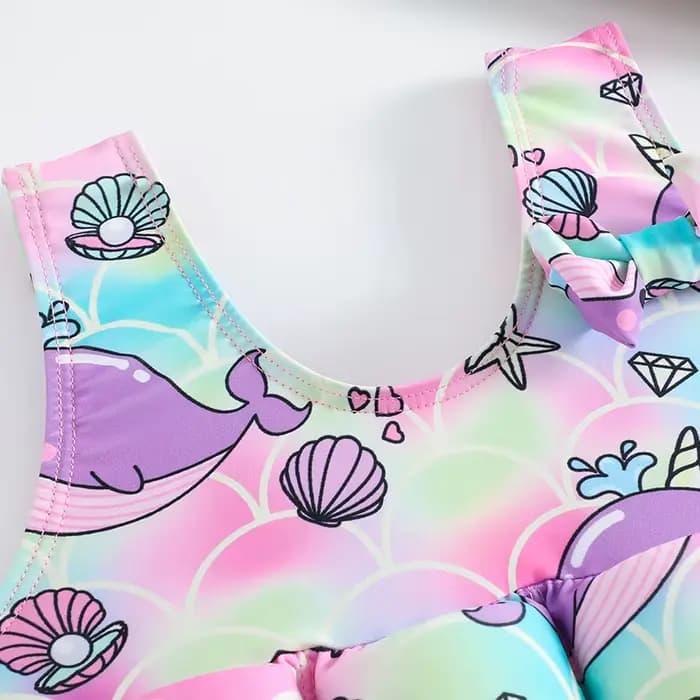 Maillot de bain une pièce avec bonnet pour bébé fille