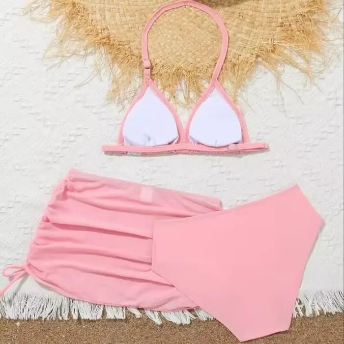 8-12Y filles Bikini maillot de bain avec cordon jupe de plage enfants maillot de bain 3 pièces Biquini Infantil maillot de bain pour enfants adolescents