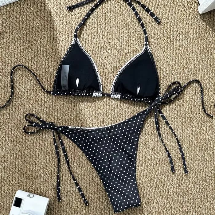Maillot de bain bikini femme 2026 mignon et sexy avec bretelles à nouer