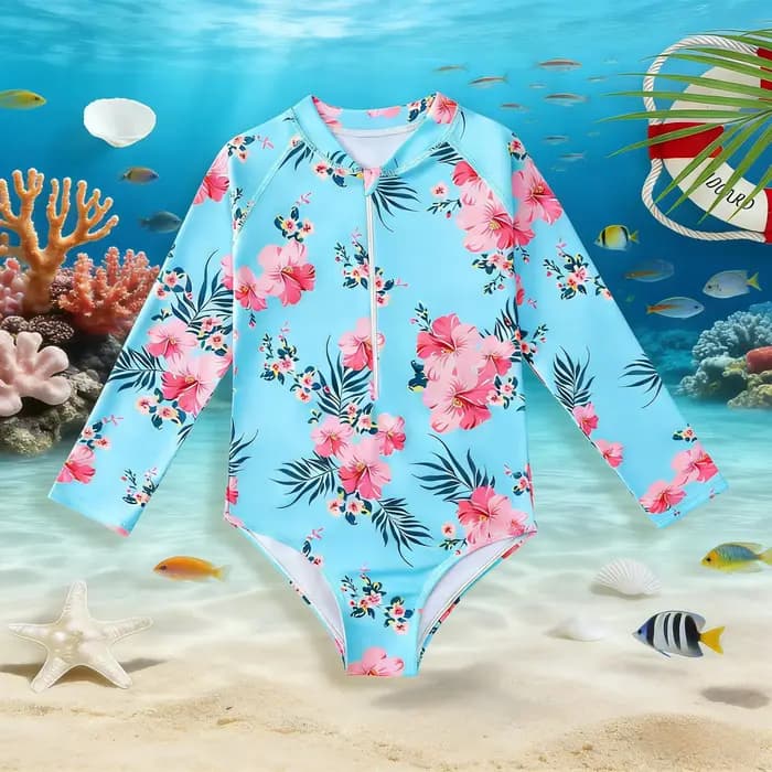 Maillot de bain une pièce à manches longues pour filles