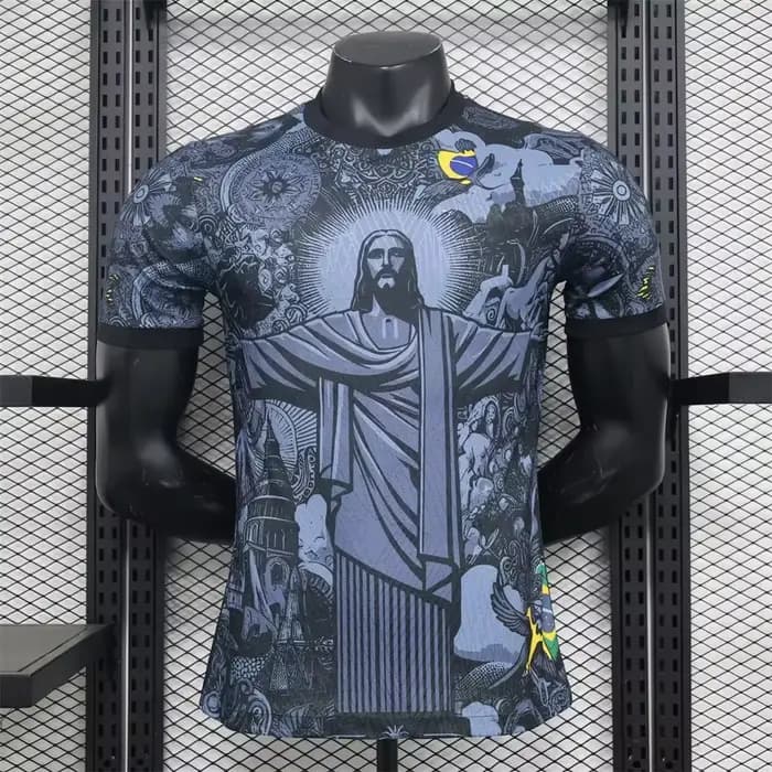Maillot de football édition spéciale Brésil été, noir et gris, pour homme, femme, adulte, enfant, t-shirts parent-enfant