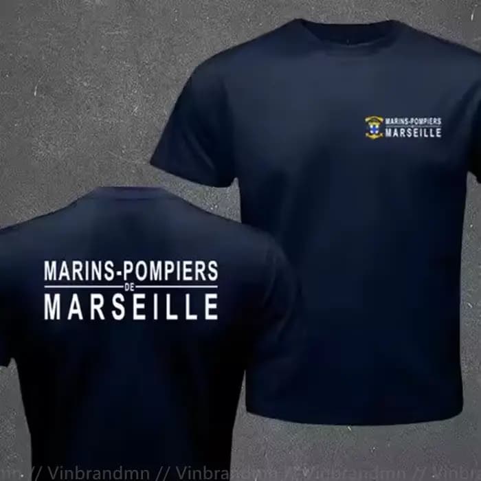 Marins français pompiers Marseille bataillon de feu Naval T-shirt hommes à manches courtes décontracté 100% coton T-shirt mode classique T-shirt