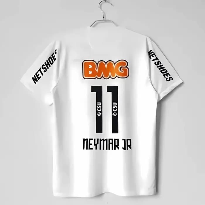 T-shirt de football rétro Neymar pour homme, imprimé numéro 11, noir, manches courtes, décontracté, streetwear pour fans de football