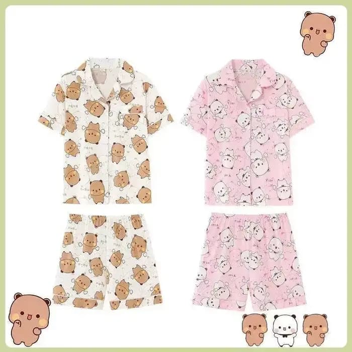 Bubu et Yier pyjamas Kawaii Bubu et Dudu vêtements de nuit femmes été Cool coton à manches courtes Shorts grande taille maison costume S Coszei