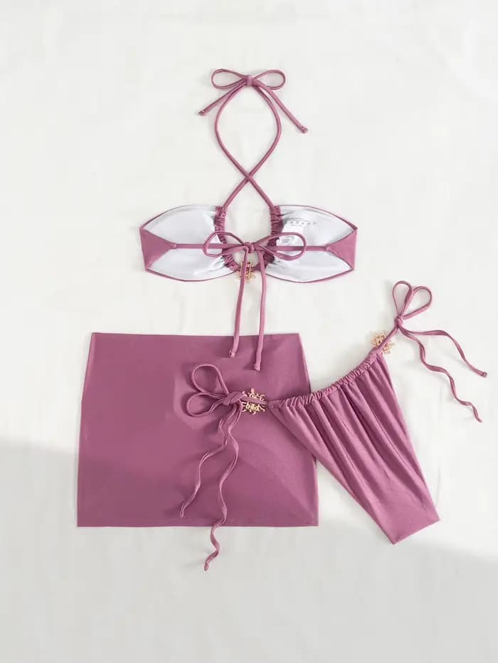 Maillot de bain bikini avec jupe pour femme