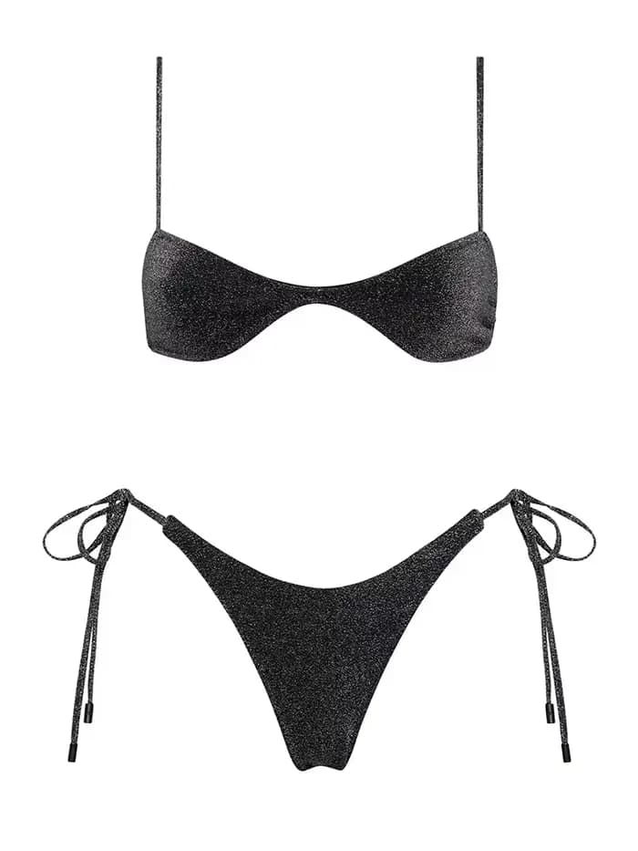 Maillot de bain noir brillant pour femmes