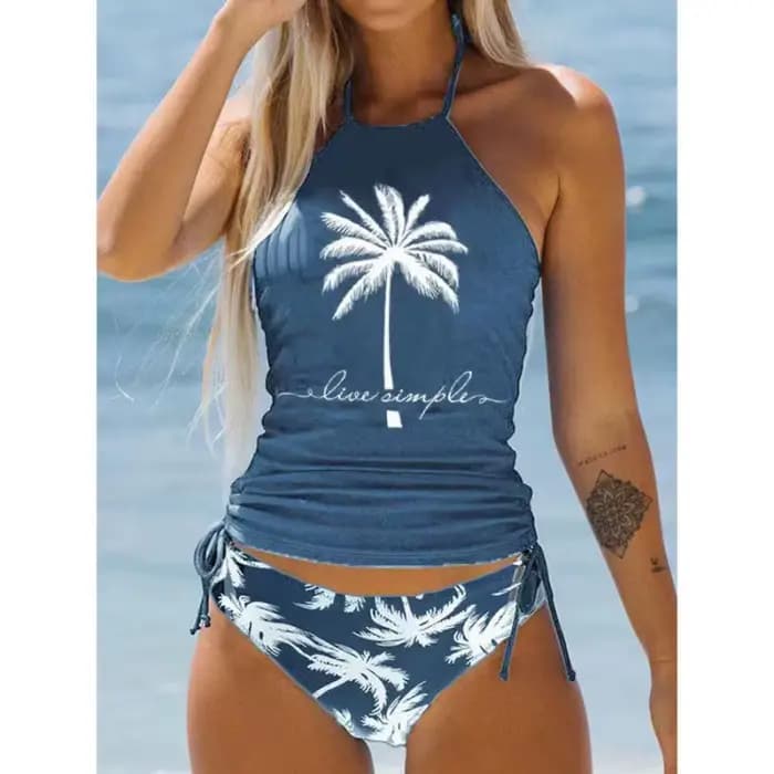 Bikinis ensemble noué licou maillot de bain femmes maillots de bain Biquinis dos nu plage maillot de bain cordon côté licou cou Tankini ensemble
