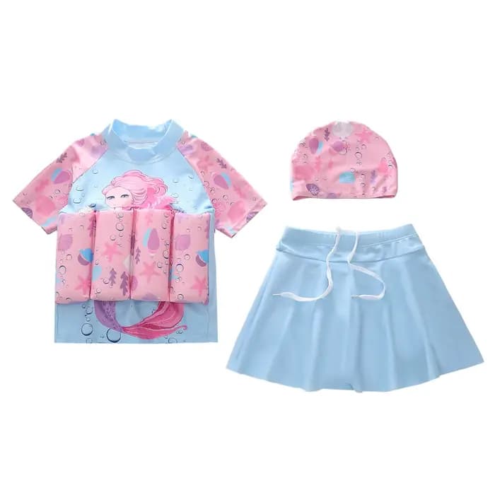 Ircomll nouveaux enfants flottaison maillots de bain enfant en bas âge fille 3 pièces maillots de bain enfants princesse flottabilité maillots de bain enfants plage maillot de bain