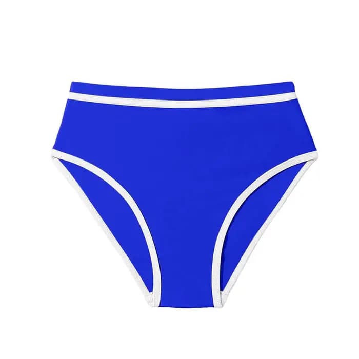 1 pièce Culotte de maillot de bain menstruel pour filles, taille haute, couvrante, style bikini, pour la natation et la plage, color block, été