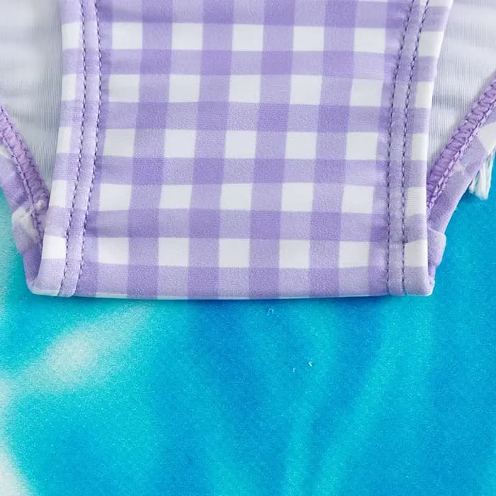 Nouveau été enfants maillot de bain fendu pour filles Bikini ensembles 5-14 ans taille haute violet Plaid fille maillots de bain maillot de bain