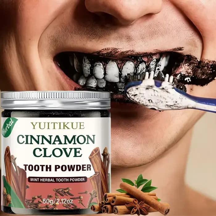 Poudre dentifrice YUITIKUE à la cannelle et aux clous de girofle, 60g, poudre dentifrice aux herbes et à la menthe pour le nettoyage des dents et une haleine fraîche