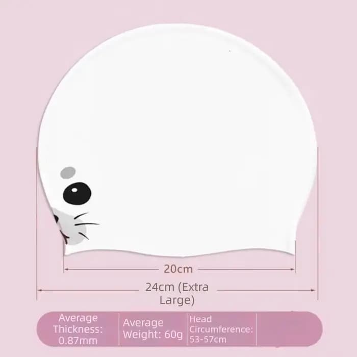 Bonnet de bain en silicone imperméable mignon, à séchage rapide, confortable, imprimé d'animaux amusants, pour la piscine