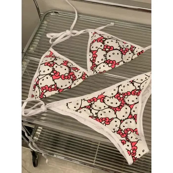 Maillot de bain sexy Hello Kitty pour femme 2026 – Ensemble bikini mignon Sanrio pour filles – Tenue de plage tendance
