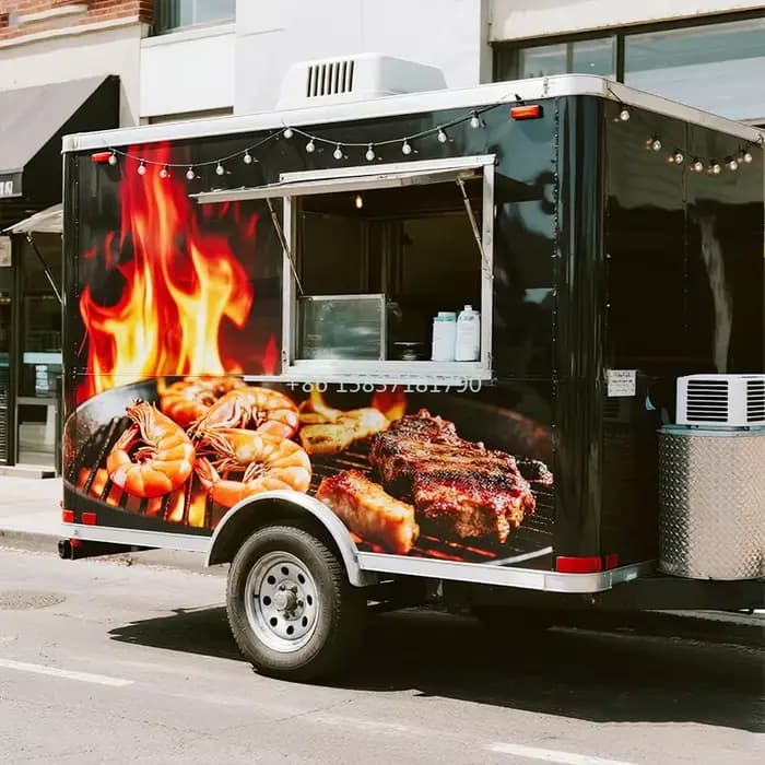 Chariot de nourriture de rue, cuisine mobile, restaurant, camion de restauration rapide, camion de tacos mobile, remorque alimentaire avec équipement de cuisine