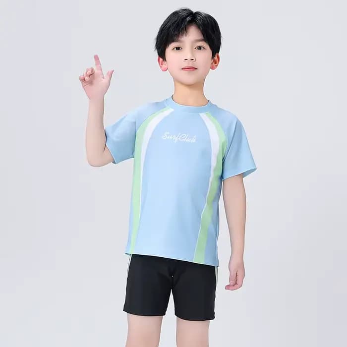 Été enfants maillot de bain garçons fendu à manches courtes dessin animé mignon séchage rapide