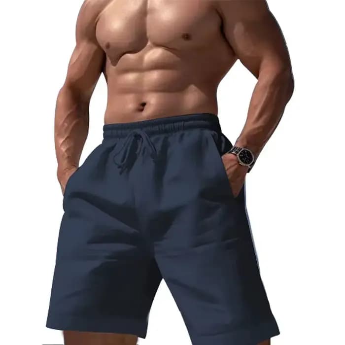 Short de plage pour hommes, décontracté, longueur aux genoux, pantalon court, été, coton et lin, nouvelle collection