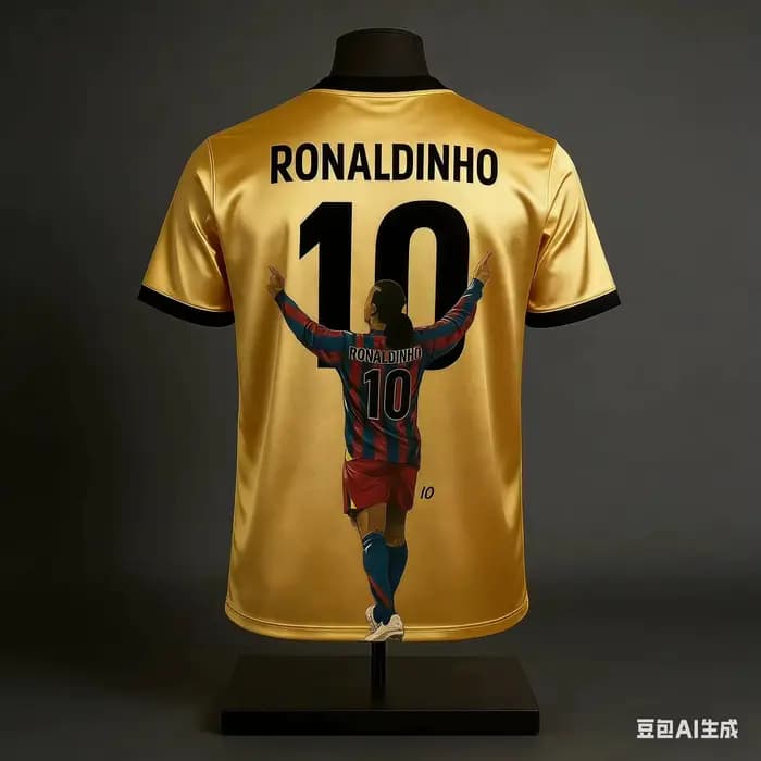 Barca Stripe Ronaldinho # T-shirt de football imprimé, confortable, respirant, pour sports d'été, T-shirt élégant pour enfants/adultes