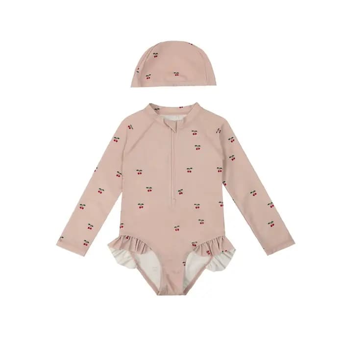 Maillot de bain une pièce à manches longues pour filles, motif floral mignon, nouvelle collection été 2026, vêtements de bain pour enfants