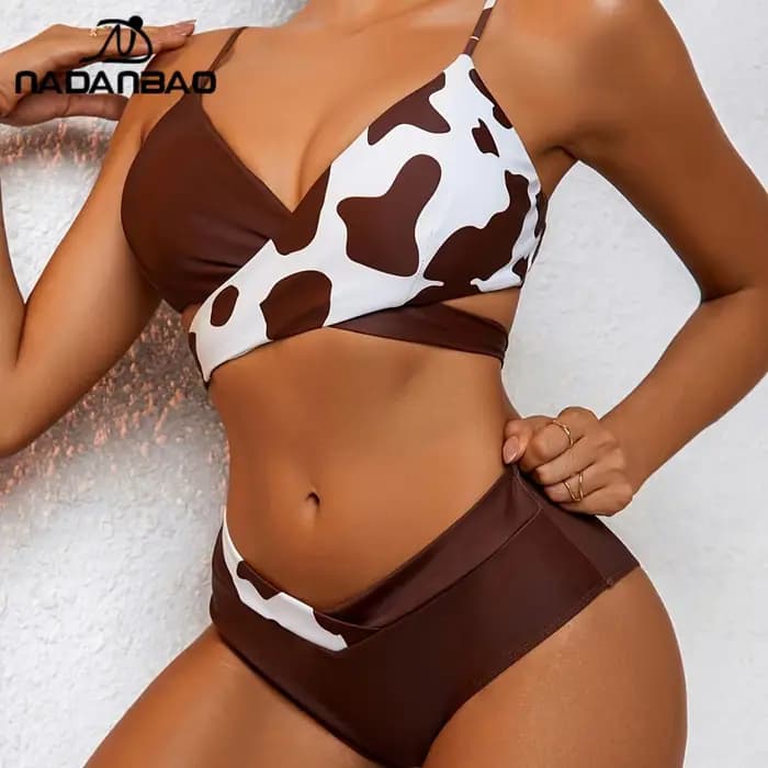 Nadanbao-Bikini de plage sexy à col en V pour femme