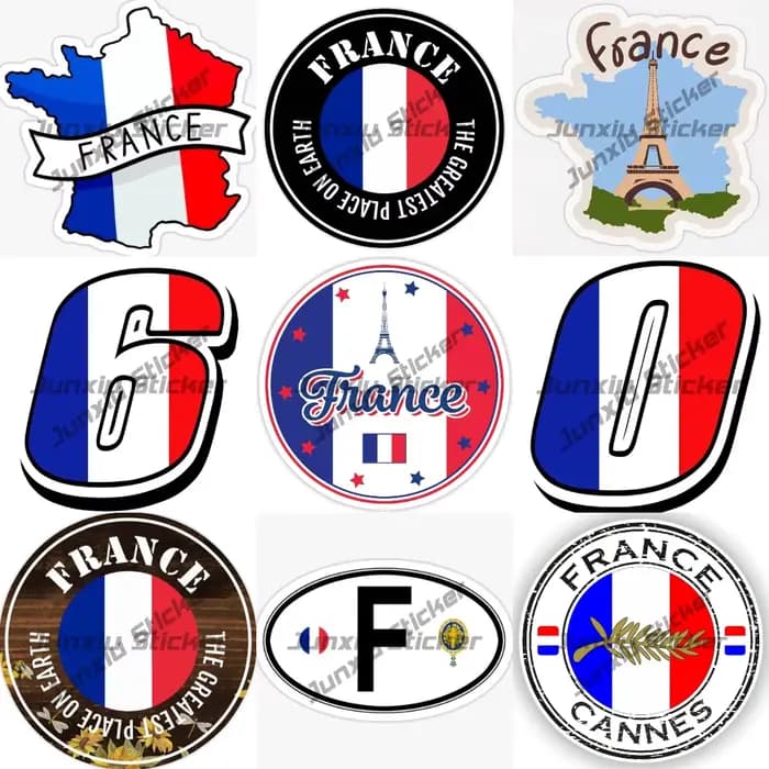 Autocollants de chiffres de drapeau de France, étiquette étanche de la tour Eiffel de Cannes, Paris, JDM, pour pick-up, camping-car, ordinateur portable, accessoires en PVC