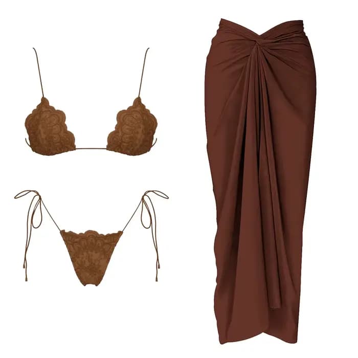 Maillot de bain bikini en dentelle pour femme avec pantalon