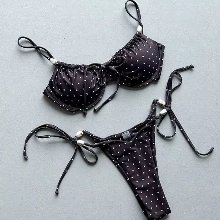 Nouveau maillot de bain sexy marron à lacets au dos