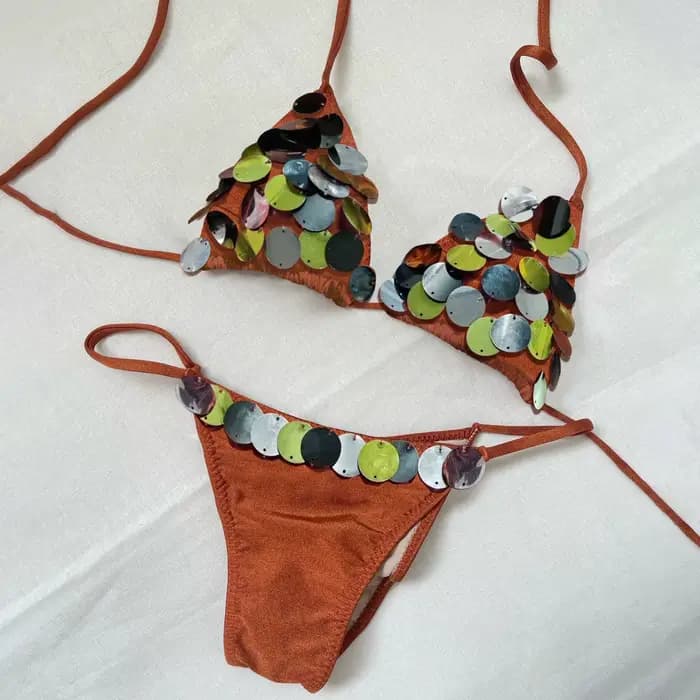 Nouveau Bandeau Biquini Sexy Bikini femmes maillot de bain 2025 maillot de bain pour femme brillant bouton maillot de bain licou body tenues de plage