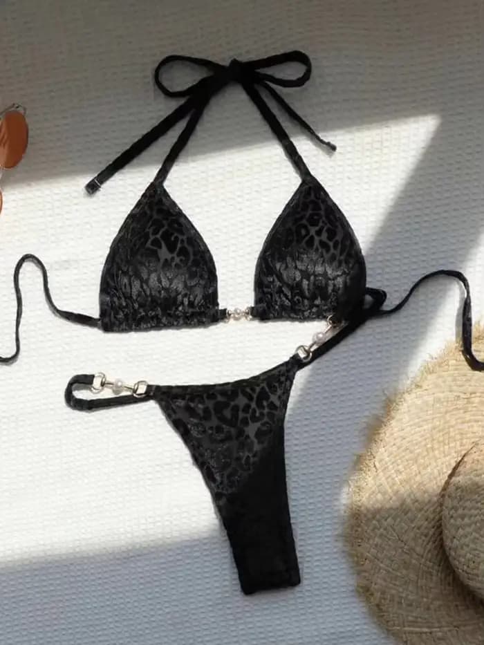 Léopard Bikinis ensemble Sexy à lacets Bikini ensembles maillot de bain maillots
