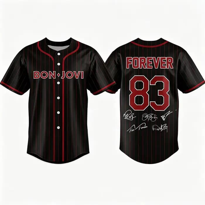 T-shirt unisexe à manches courtes boutonné Bon Jovi Forever Tour 2026, style décontracté d'été, pour hommes et femmes, imprimé