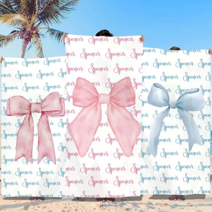 Serviettes de plage personnalisées avec grand nœud pour enfants filles