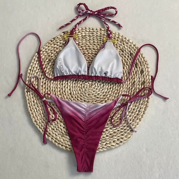 DEBAIOR maillot de bain 2025 femmes tendance maillots de bain deux pièces costumes cravate-teinture Bikini plage maillot de bain réglable licou cou sangle string