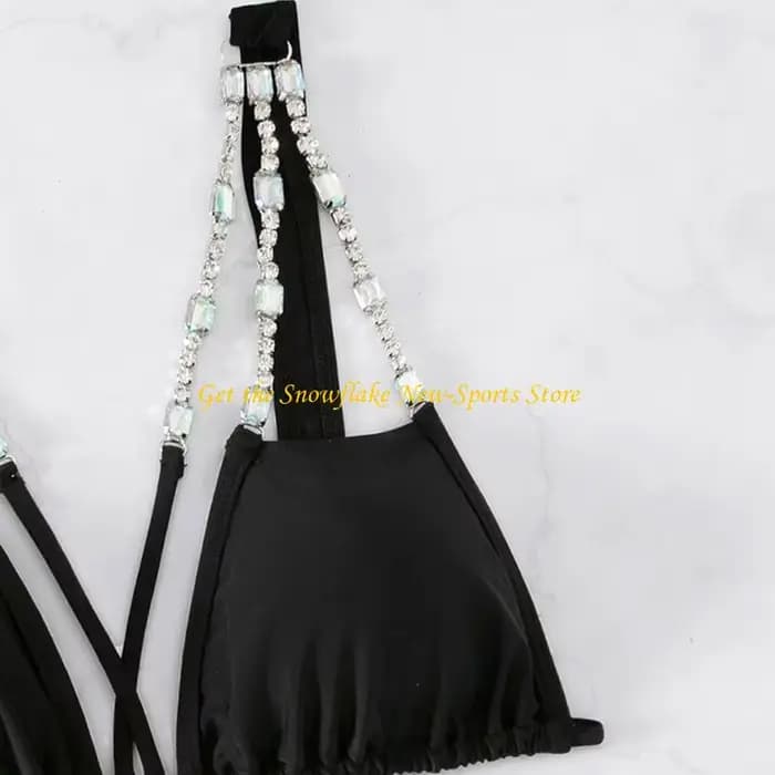 E56D femmes Sexy licou String Bikinis ensembles à bretelles maillots bain coupe haute