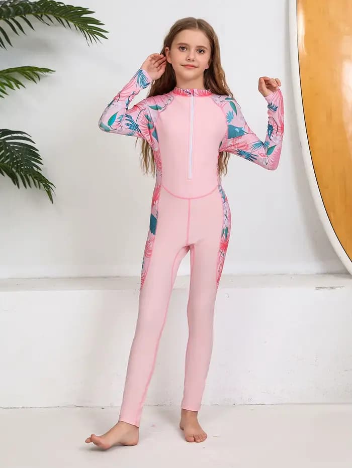 Maillot de bain une pièce à manches longues pour filles