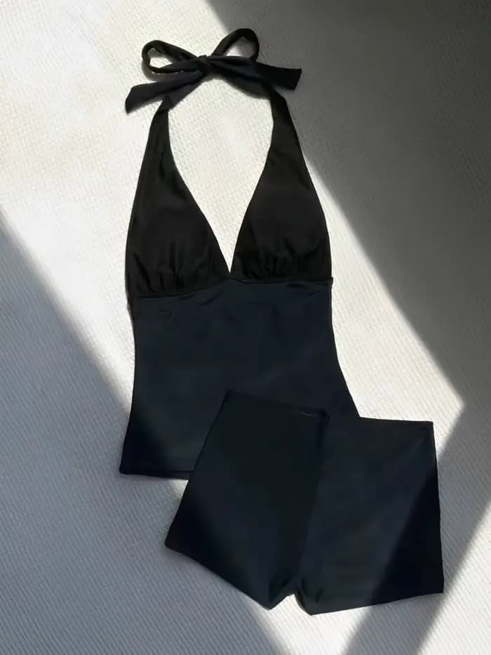 Maillot de bain une pièce uni à bretelles 2026 pour femmes