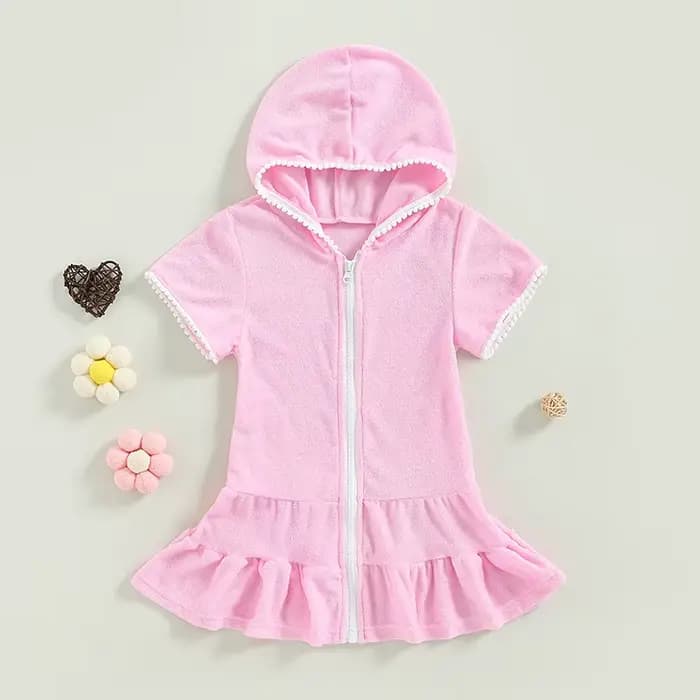 Robe de plage à capuche pour petites filles, Cover-Up pour enfants, maillot de bain, absorbant, en éponge, nouvelle collection