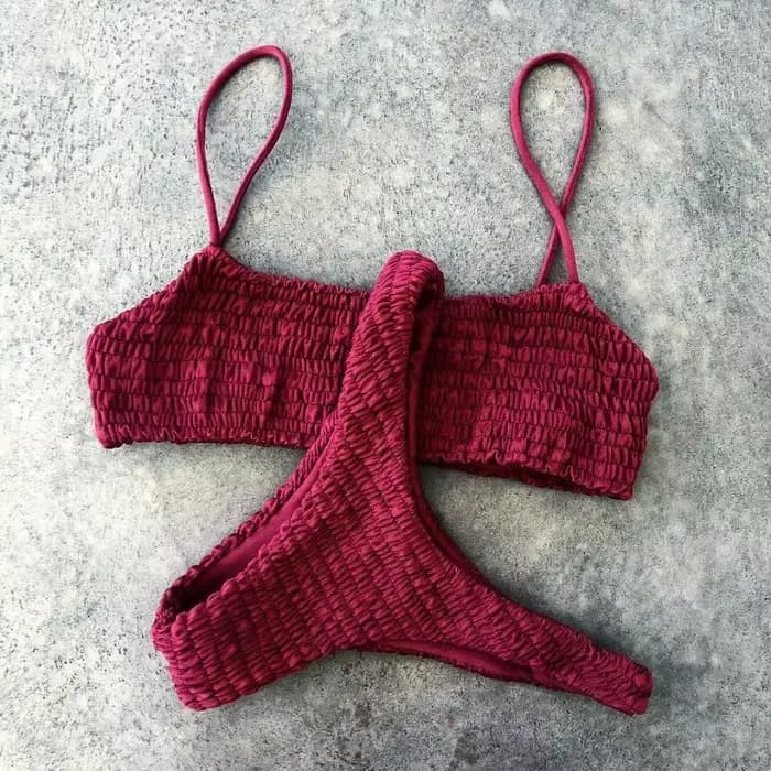 Maillot de bain jaune à volants pour femme
